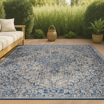 Rozetta Boho Medallion Textured Weave Indoor/outdoor Area Rug
